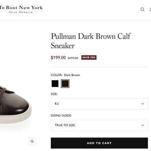 To Boot - Pullman Dark Brown Calf Sneaker. Size 8.5M